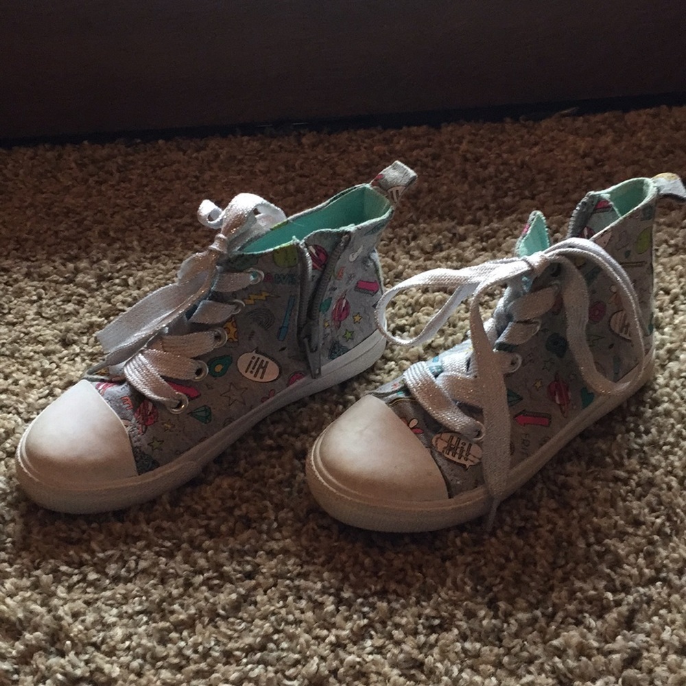 Cat & Jack sneakers high top gray with white - Picture 2 of 5